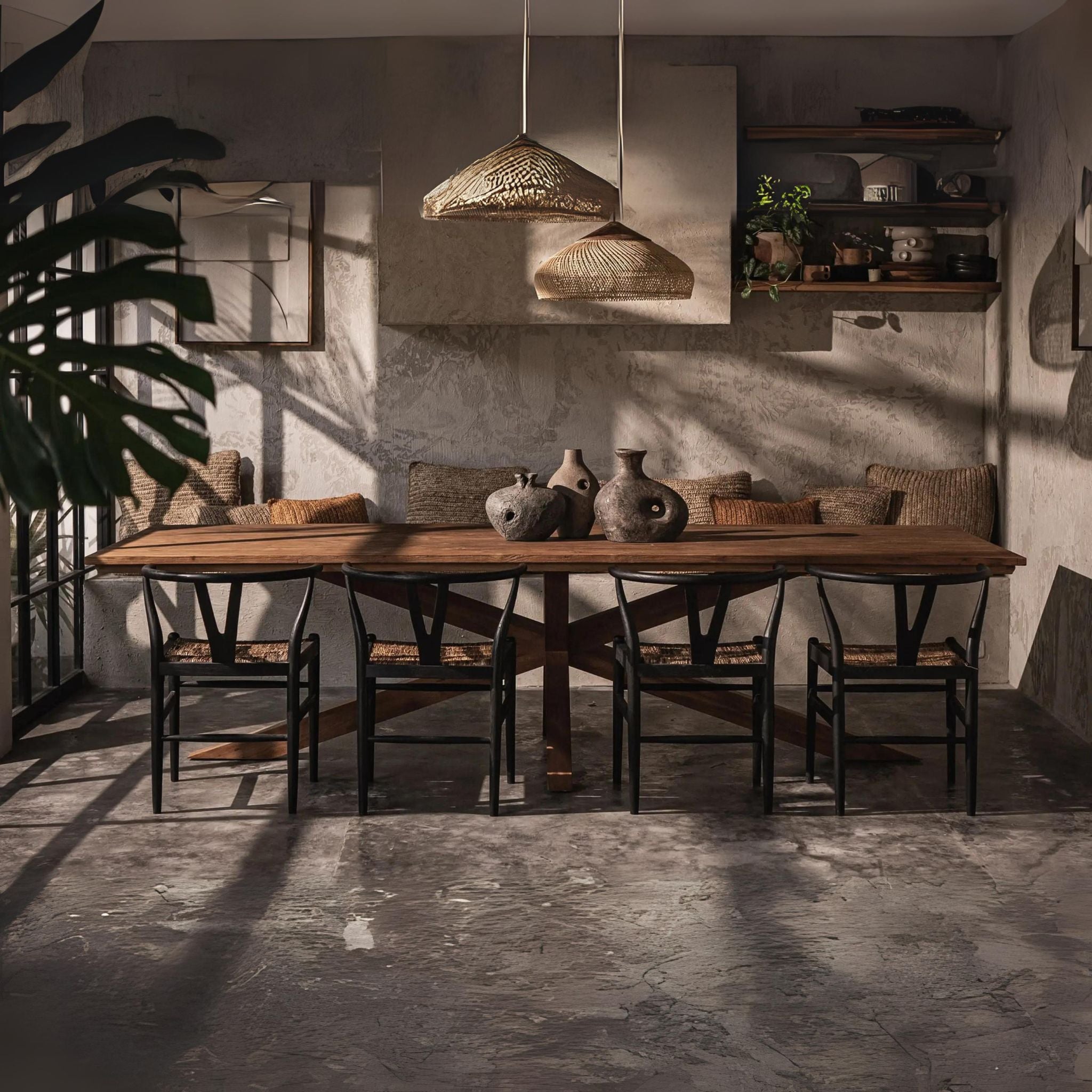 dBodhi Xono Dining Table Pure Reclaimed Teak Wood X Legs - ModernistaLiving