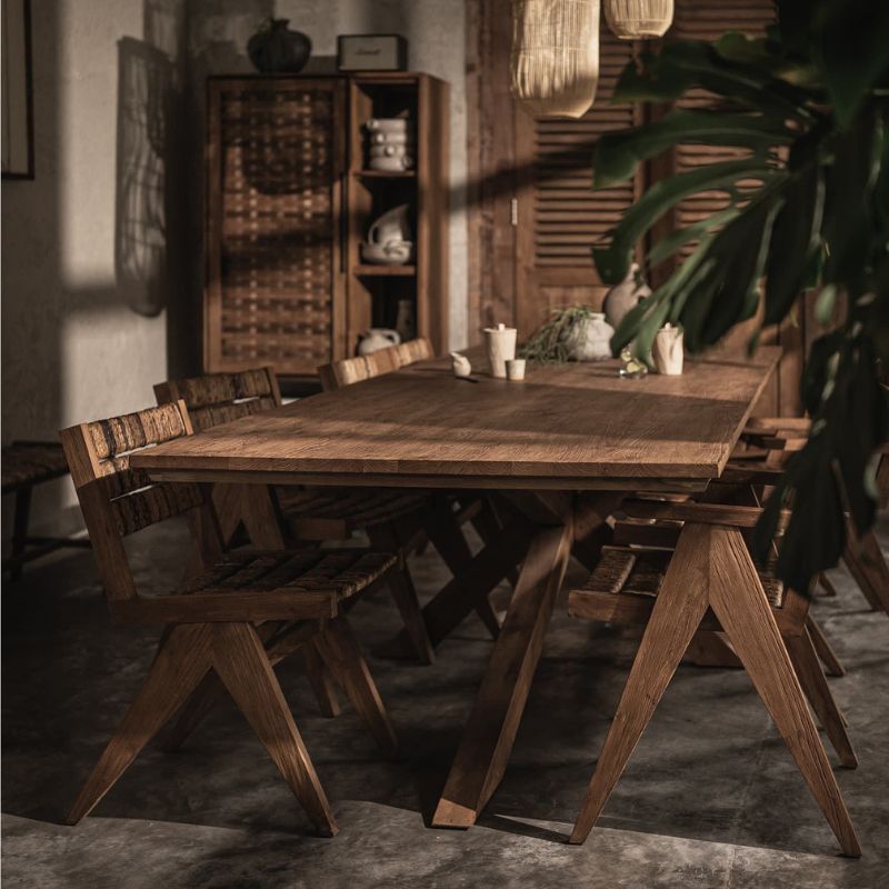 dBodhi Xono Dining Table Pure Reclaimed Teak Wood X Legs