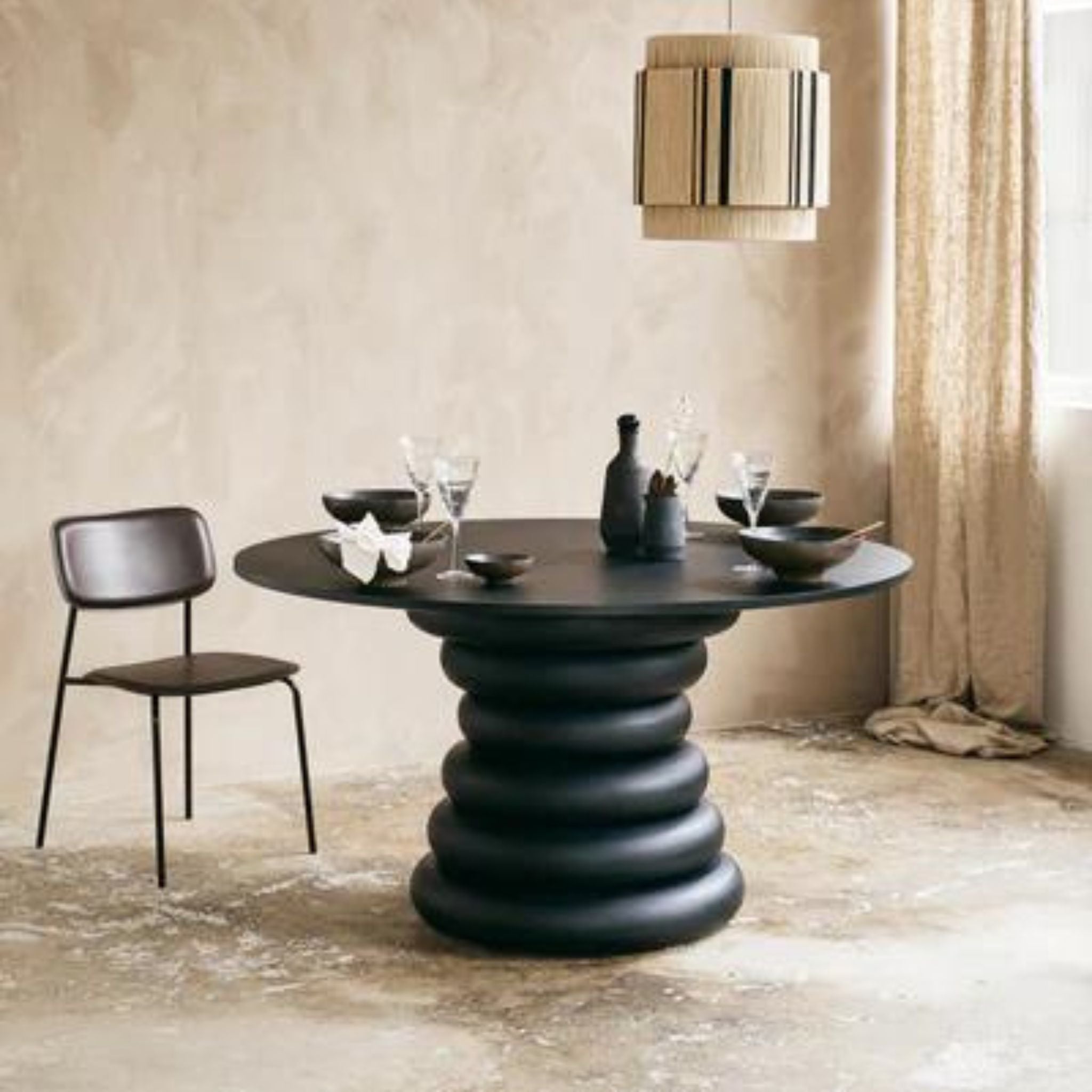 Nordal Yalu Round Dining Table Black - ModernistaLiving