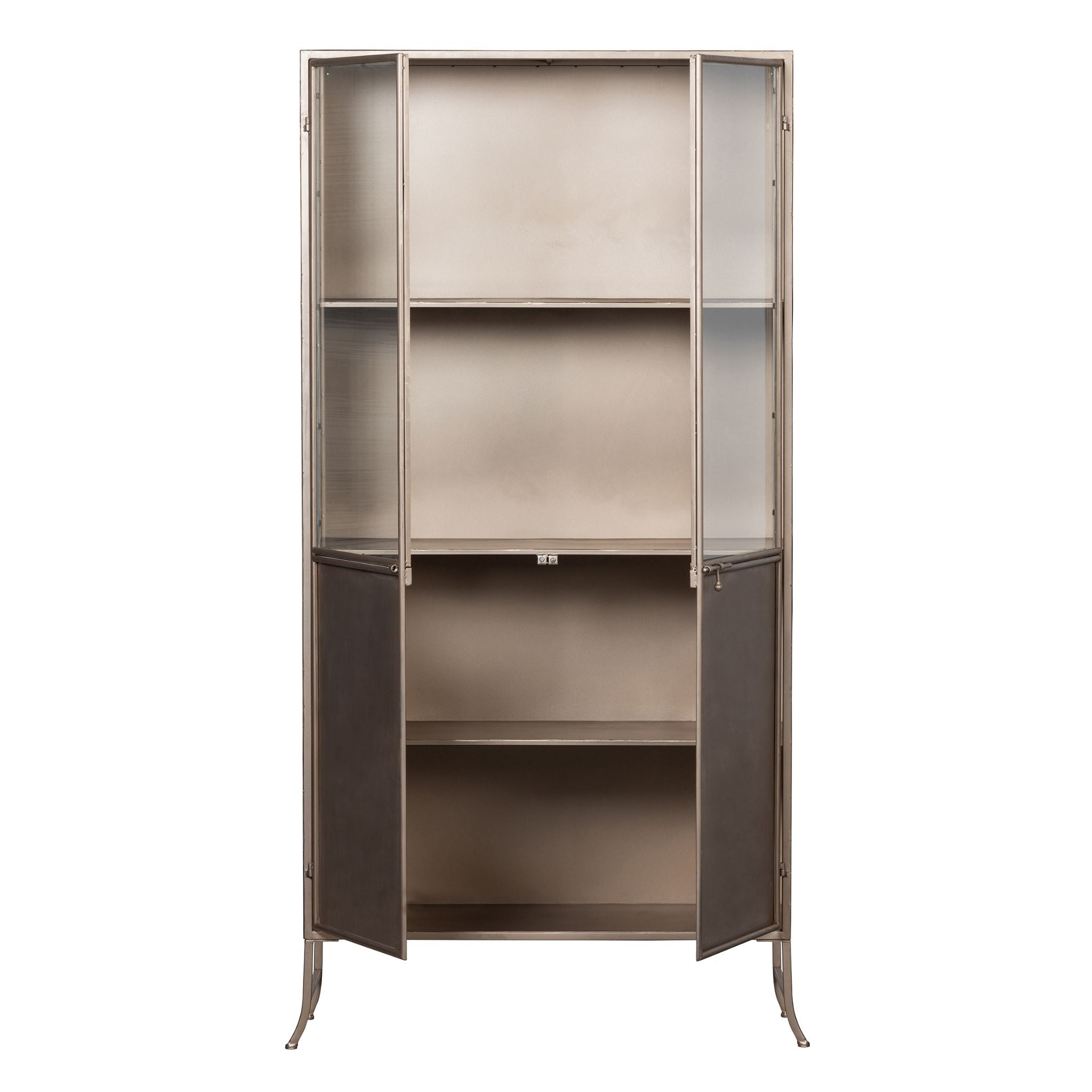 BePureHome Fossil Glass-Door Cabinet Metal Champagne - ModernistaLiving