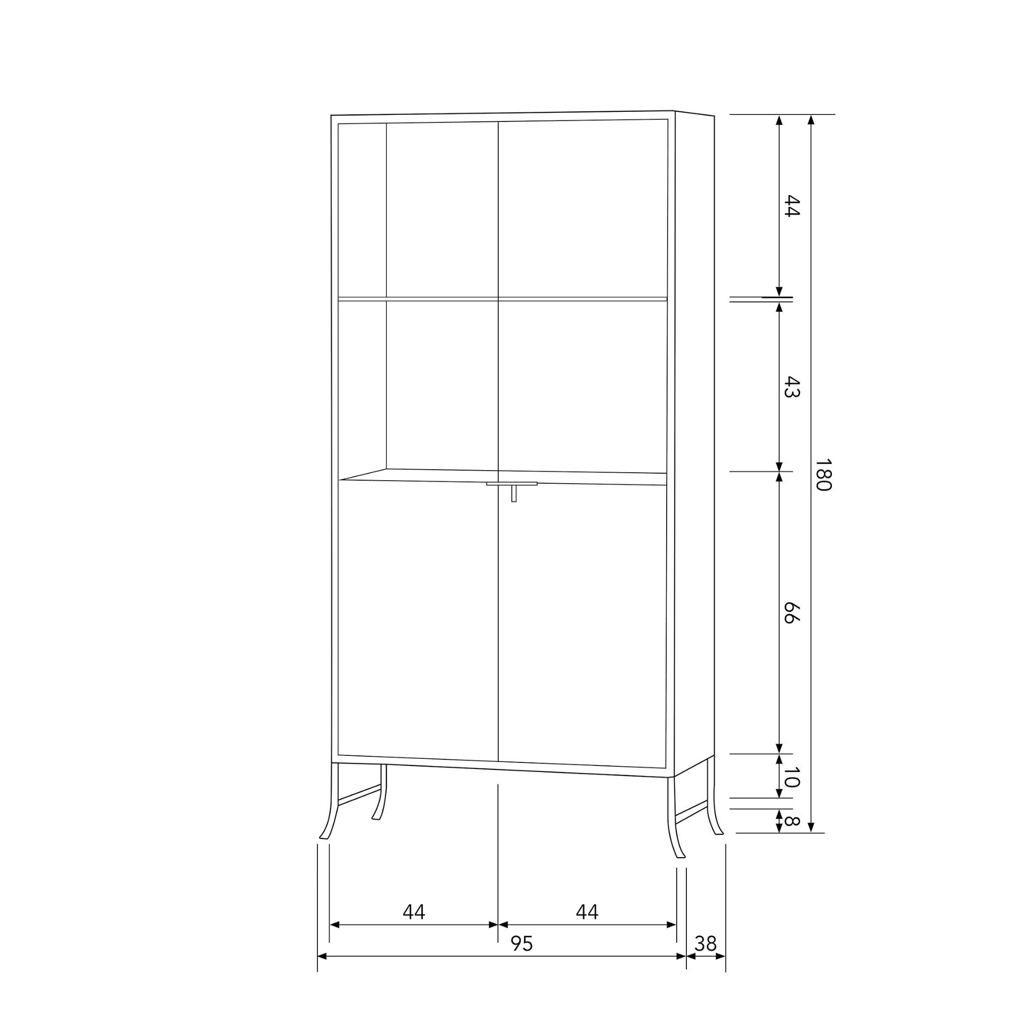 BePureHome Fossil Glass-Door Cabinet Metal Champagne