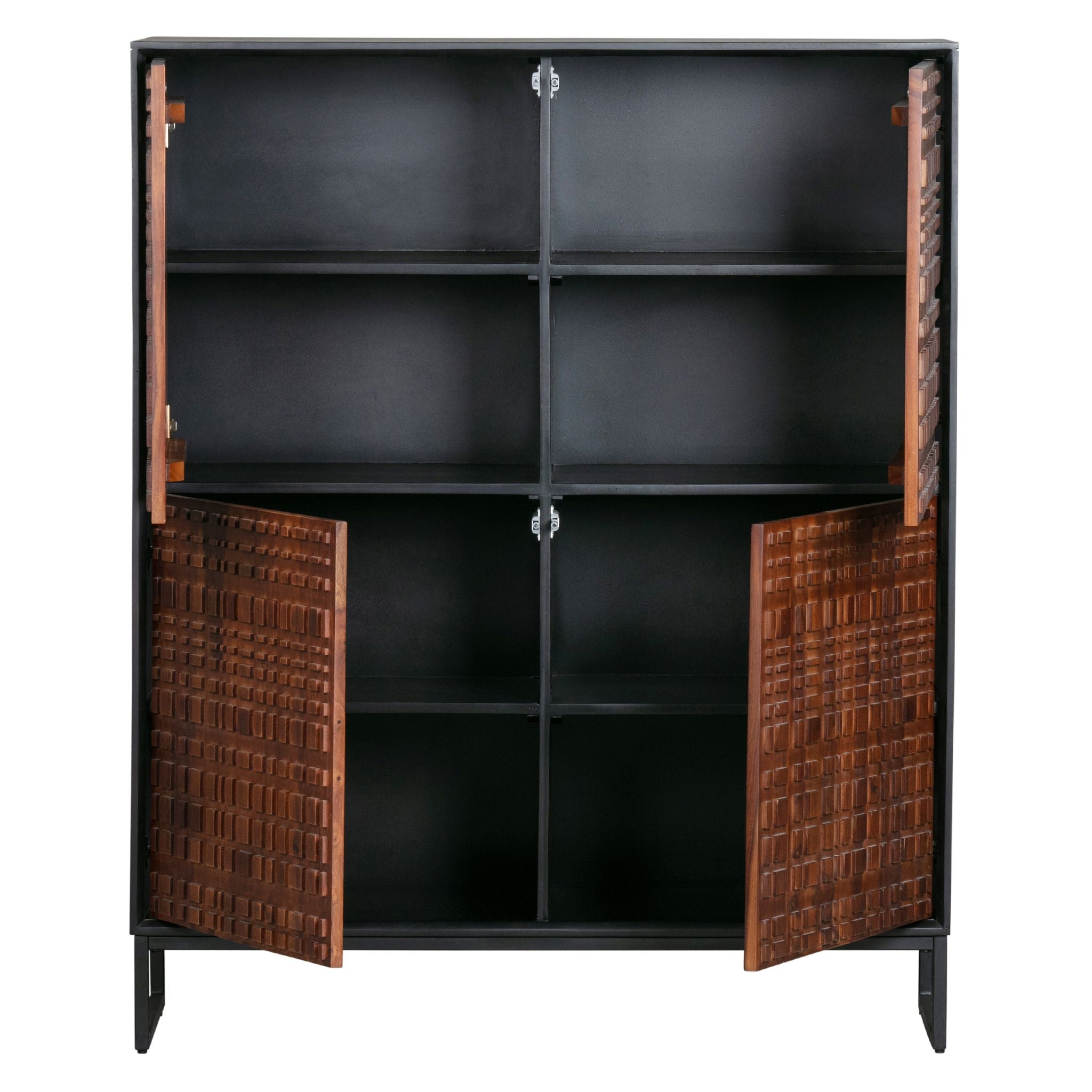 BePureHome Nuts 4 Door Cabinet Sheesam Wood Walnut Black - ModernistaLiving