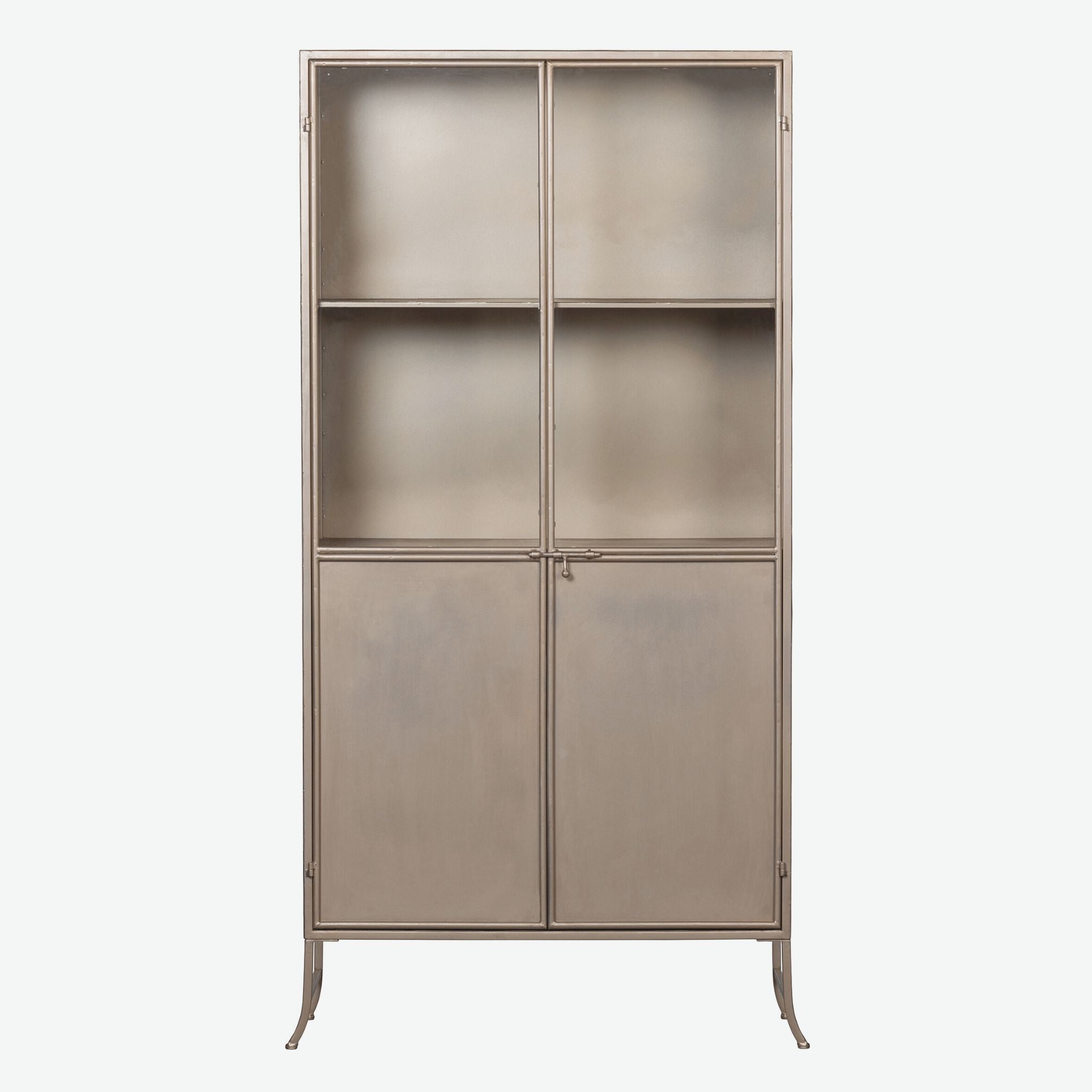 BePureHome Fossil Glass-Door Cabinet Metal Champagne - ModernistaLiving