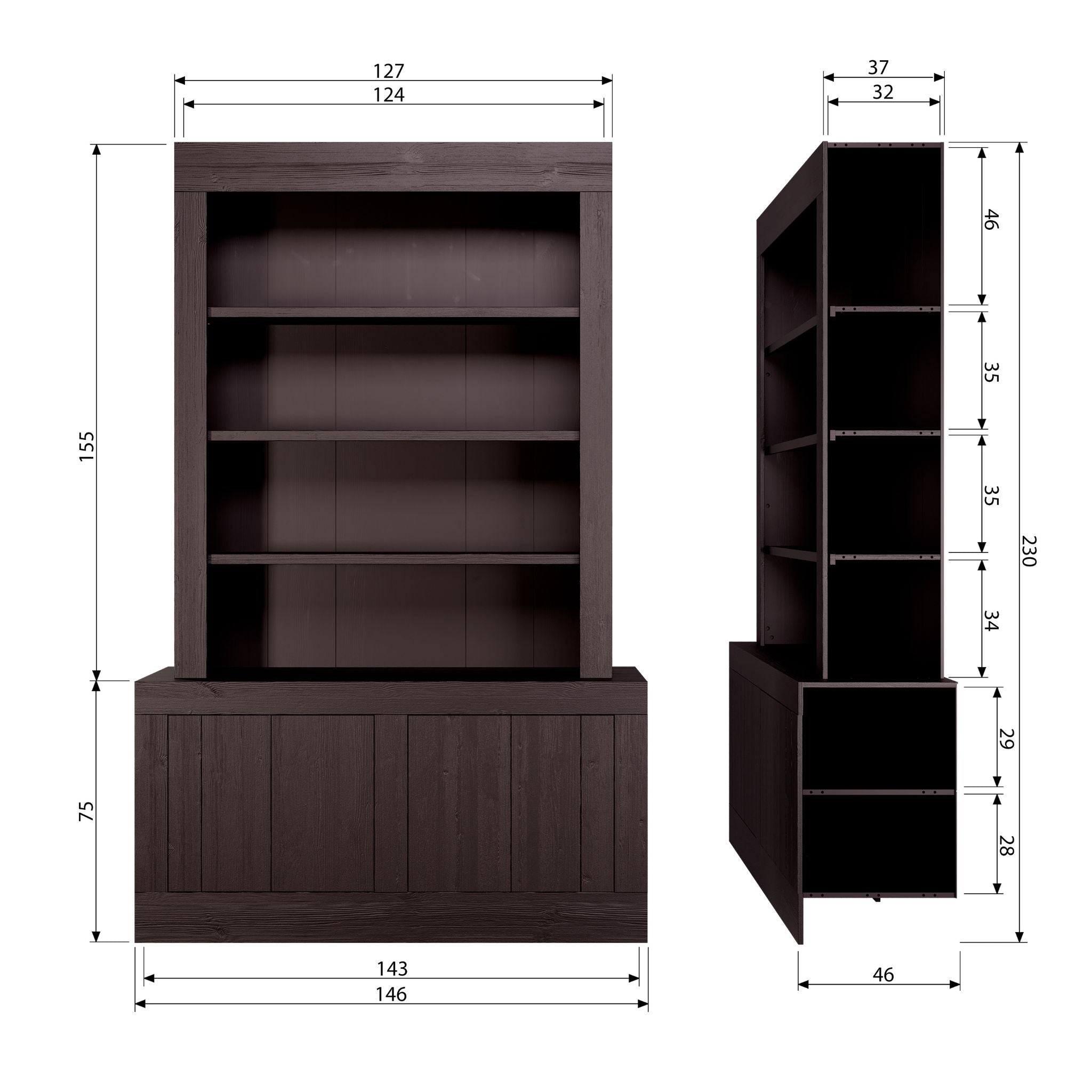 BePureHome Yumi Showcabinet Pine Deep Brushed Cedar (FSC) - ModernistaLiving