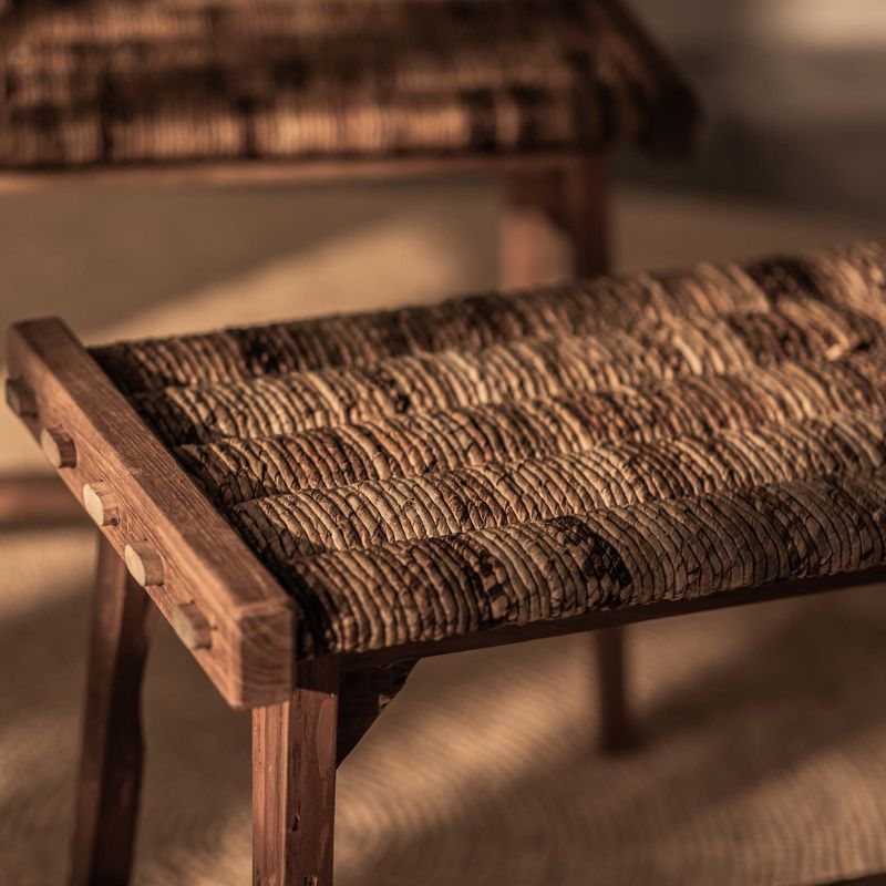 dBodhi Caterpillar Bench Teak Wood Handwoven Abaca Seating - ModernistaLiving