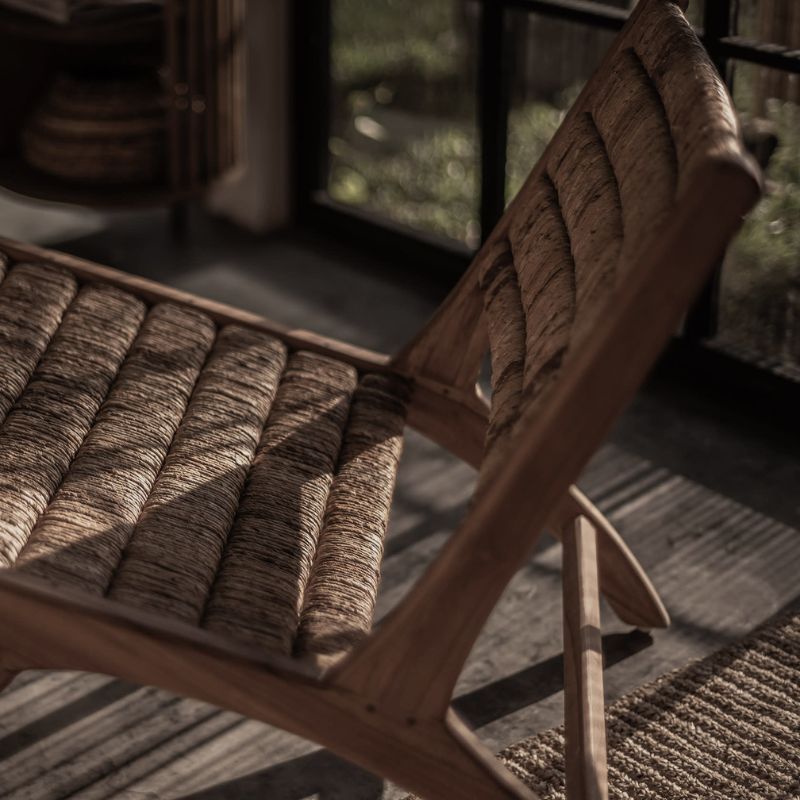 dBodhi Caterpillar Beetle Chair Teak Wood Handwoven Abaca Seating - ModernistaLiving
