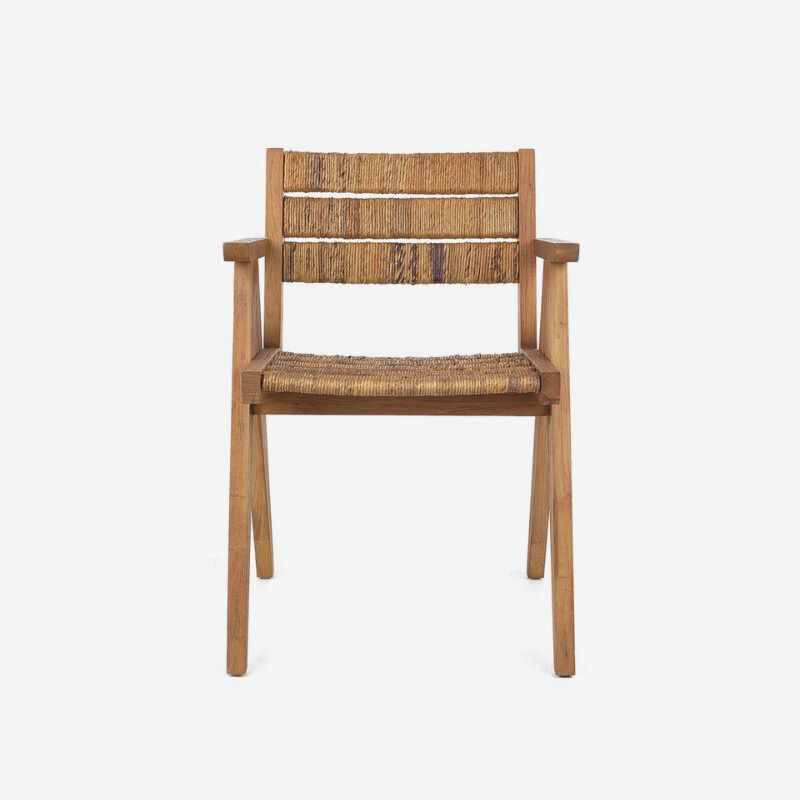 dBodhi Caterpillar Brawny Dining Arm Chair Teak Wood Handwoven Abaca Seating - ModernistaLiving