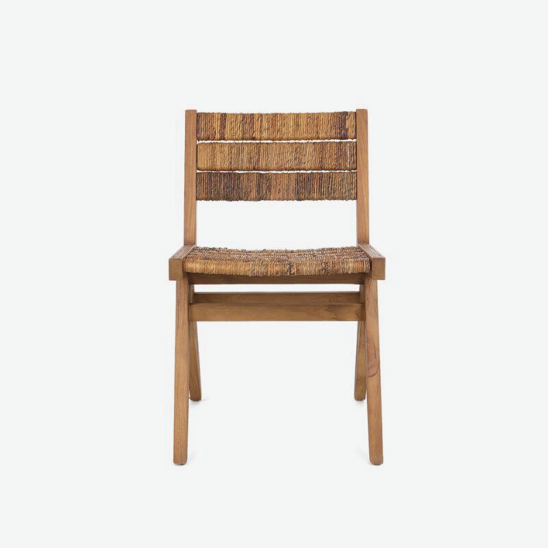 dBodhi Caterpillar Brawny Dining Chair Teak Wood Handwoven Abaca Seating - ModernistaLiving