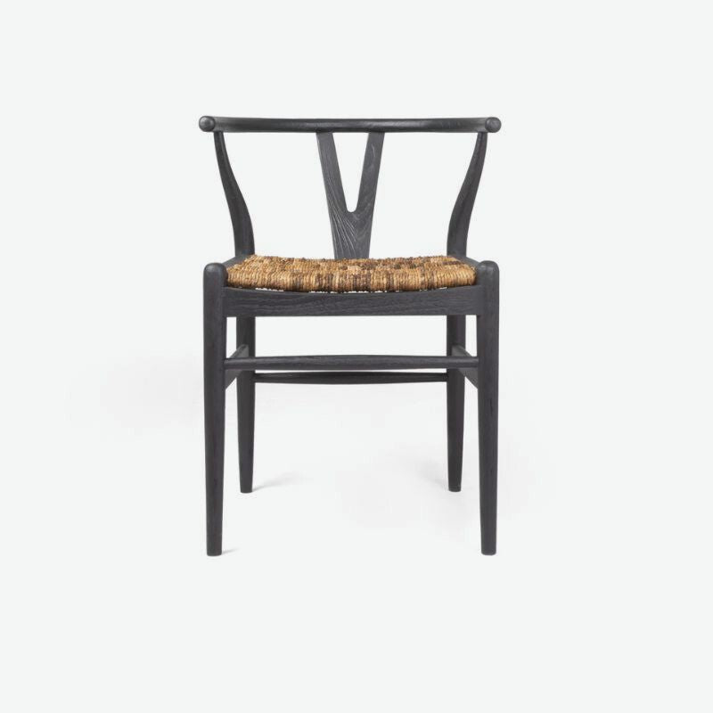 dBodhi Caterpillar Twin Dining Chair Charcoal Teak Wood Handwoven Abaca Seating - ModernistaLiving