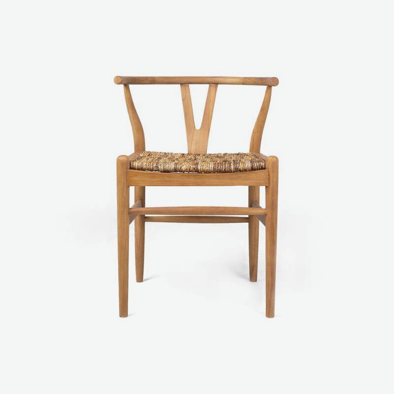dBodhi Caterpillar Twin Dining Chair Natural Teak Wood Handwoven Abaca Seating - ModernistaLiving