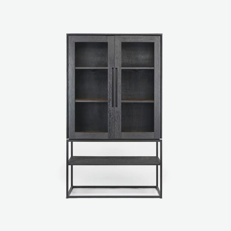 dBodhi Karma Charcoal Cabinet 2 Glass Doors 1 Open Rack - ModernistaLiving