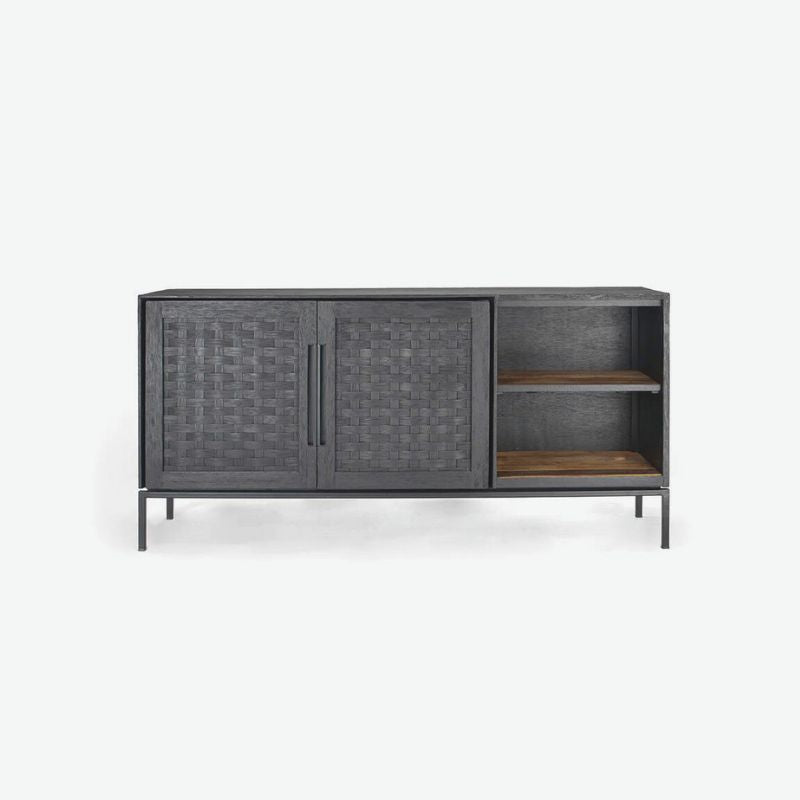 dBodhi Karma Charcoal Low Dresser Sideboard 2 Doors 2 Shelves Reclaimed Wood - ModernistaLiving