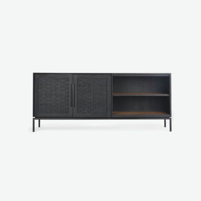 dBodhi Karma Charcoal Low Dresser Sideboard 2 Doors 2 Wide Shelves Reclaimed Wood - ModernistaLiving