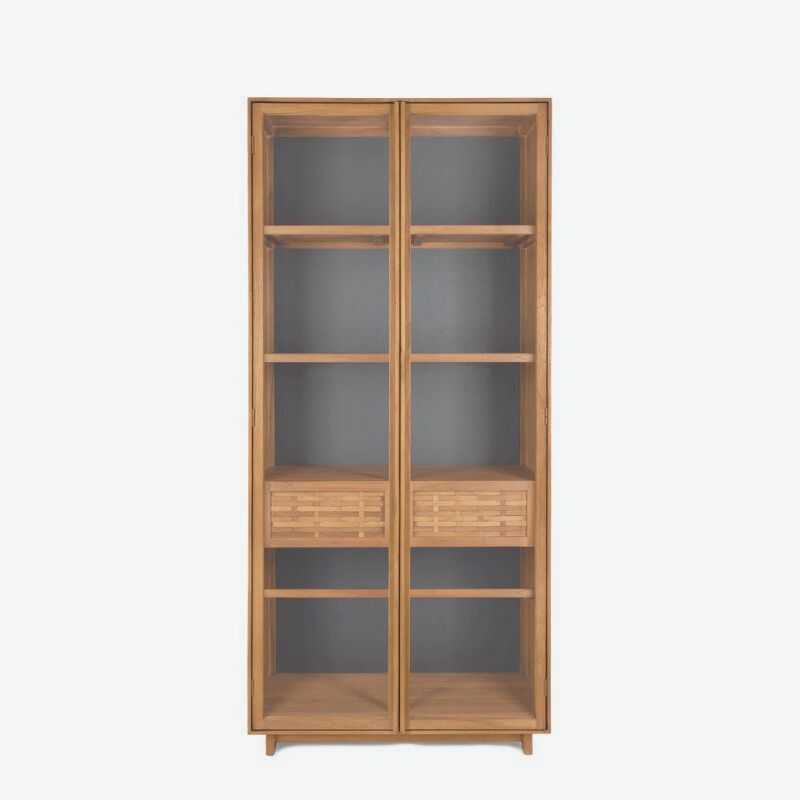 dBodhi Motion Display Cabinet 2 Glass Doors 2 Drawers Reclaimed Teak - ModernistaLiving