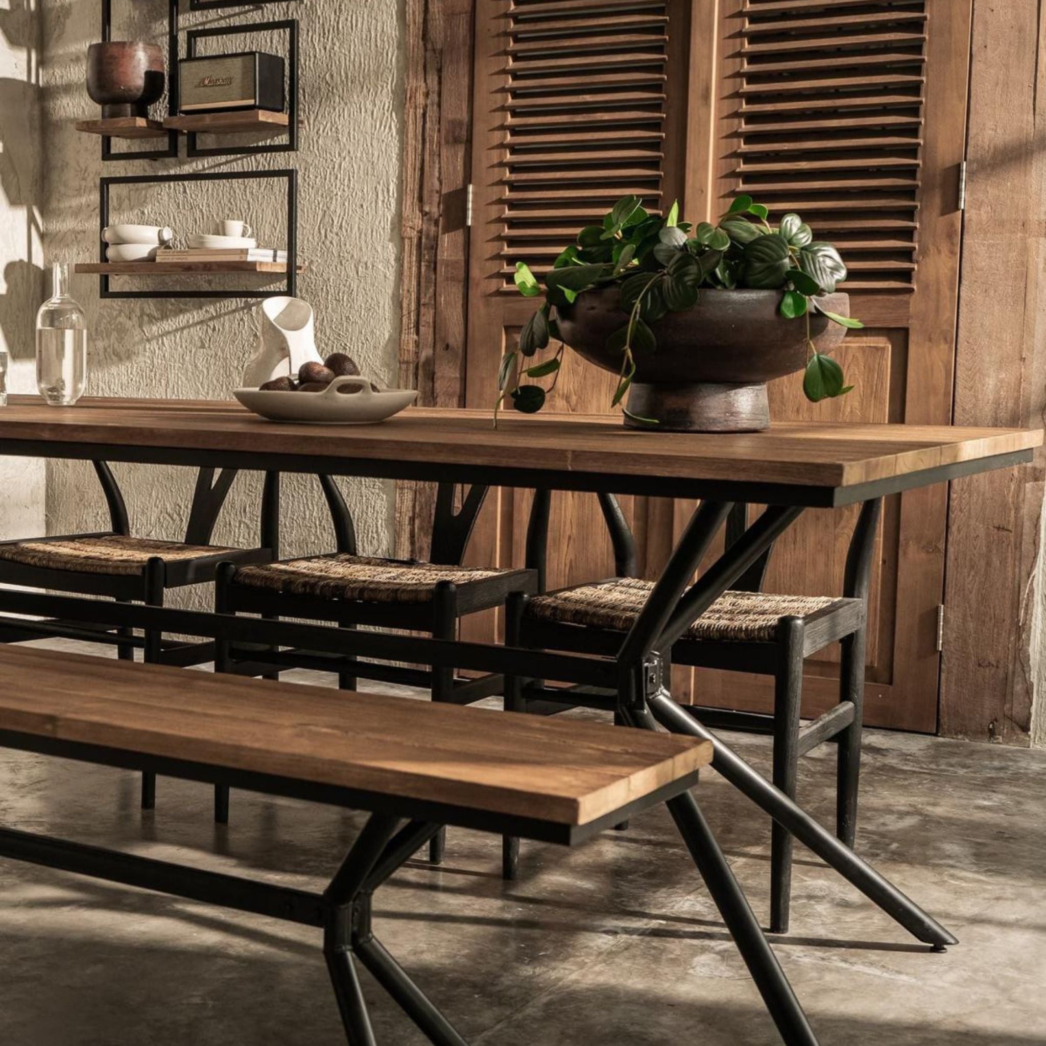 dBodhi Oxo Dining Table Reclaimed Teak Black Iron Legs - ModernistaLiving