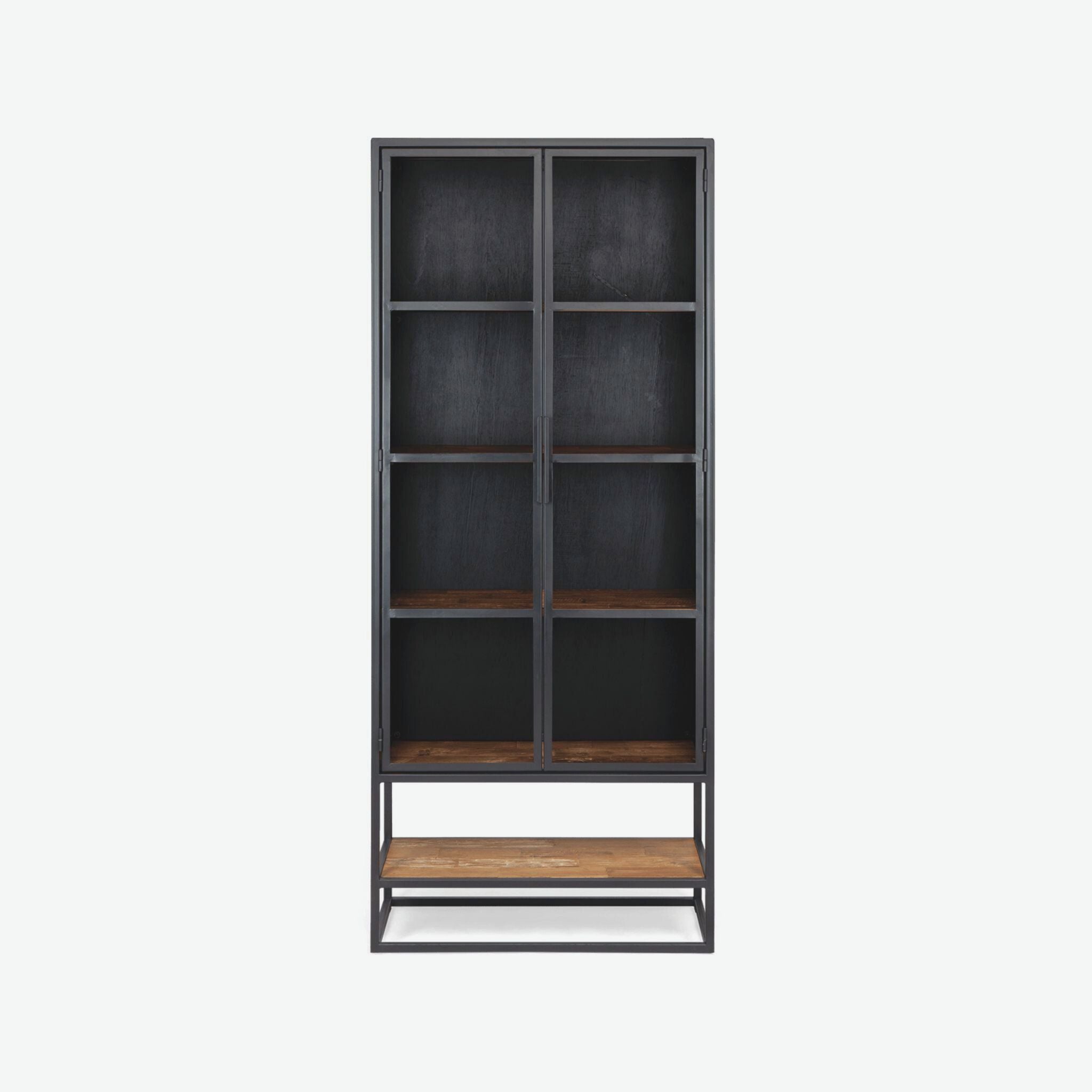 dBodhi Salvage Cabinet 2 Glass Doors 4 Shelves 1 Open Rack Reclaimed Teak - ModernistaLiving